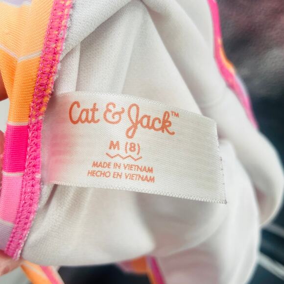 Cat & Jack Ruffled Striped One-Piece Swimsuit - Size Medium - Picture 7 of 8